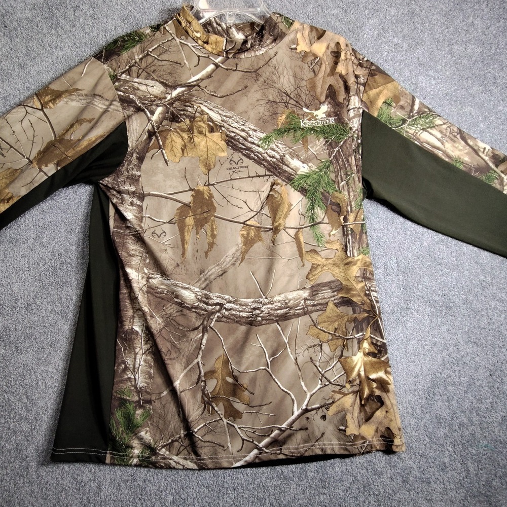 Realtree Hunting Shirt Mens M Kings River Scent Factor Camo Green Long Sleeve GD